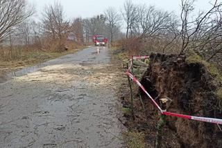 Uszkodzony radiowóz, zalania, połamane drzewa. Wichury w pow. iławskim