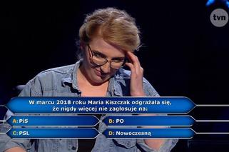 Maria Kiszczak w marcu 2018 odgrażała się, że nie zagłosuje na... Odpowiedź na pytanie z Milionerów