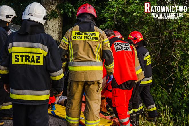 Poważny wypadek w Sędkach. Nietrzeźwy kierowca wjechał w drzewo [ZDJĘCIA]