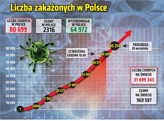 Koronawirus w Polsce. Ile jest dziś zakażeń? [22 WRZEŚNIA]