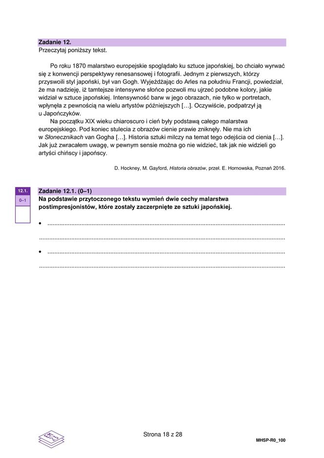 Matura 2025 historia sztuki - arkusz CKE 14.05.2025 - Formuła 2023