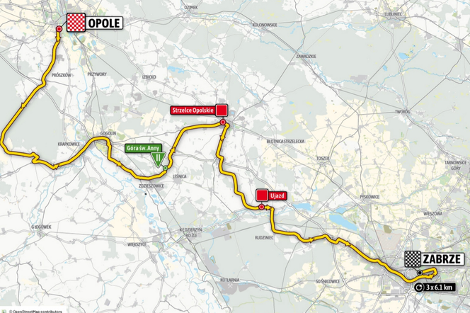 Etap 2 Tour de Pologne MAPA Opole - Zabrze
