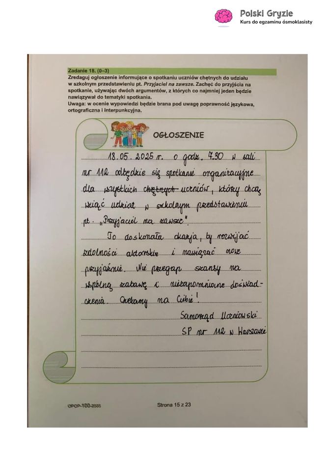 Egzamin ósmoklasisty 2025 - polski