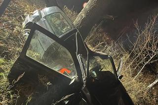 Pijany kierowca rozbił się na drzewie