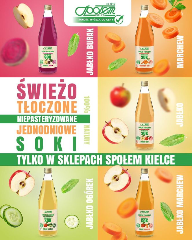 Nowość w sklepach Społem PSS Kielce – świeżo tłoczone soki prosto z natury!