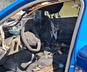 Pożar osobówki na A1