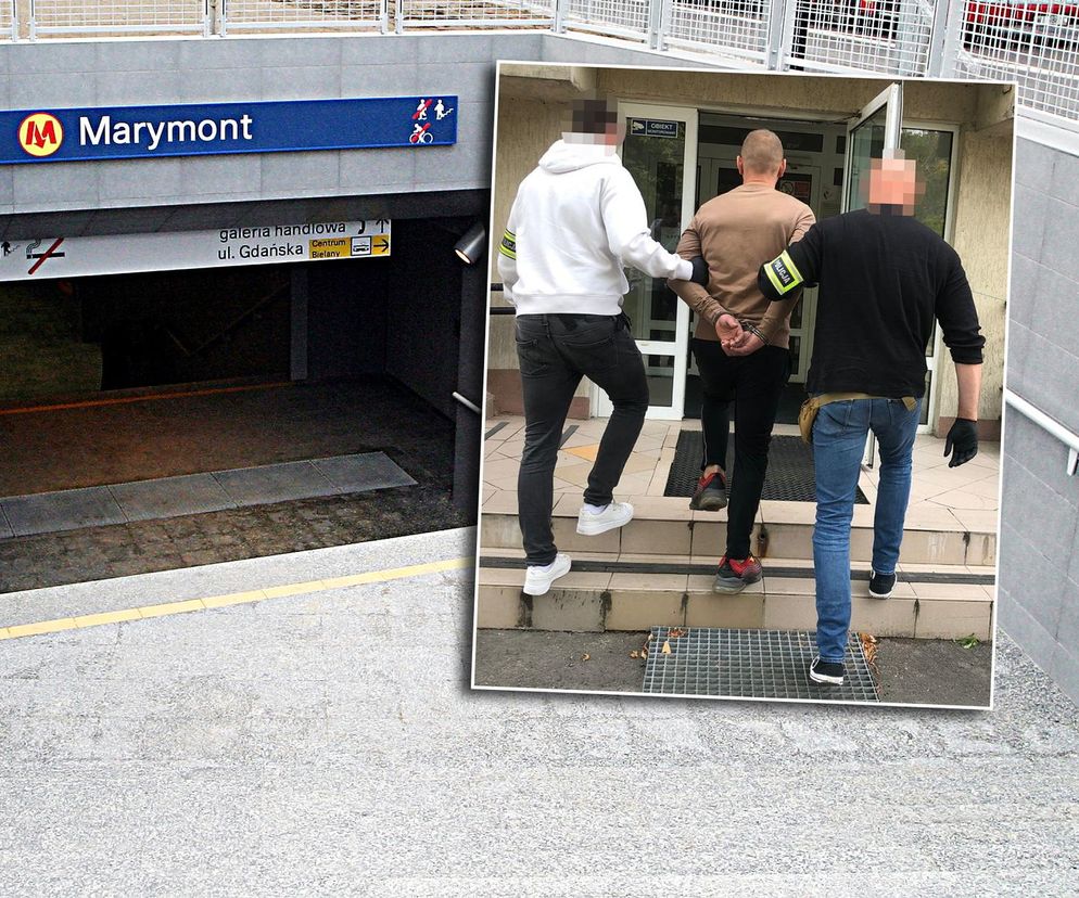 Agresywny mężczyzna zaatakował dwie osoby na stacji metra Marymont
