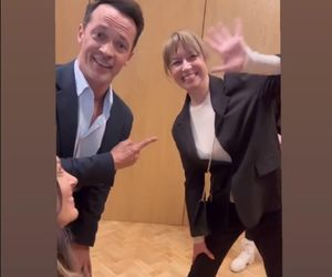 Barwy szczęścia na planie. Kasia (Katarzyna Glinka), Mariusz (Rafał Cieszyński), Szymańska (Agata Pruchniewska)