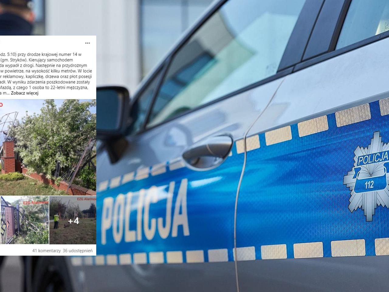 Łódzkie. Tragiczny wypadek. Mazda wyskoczyła w powietrze! Nie żyje 22-latek