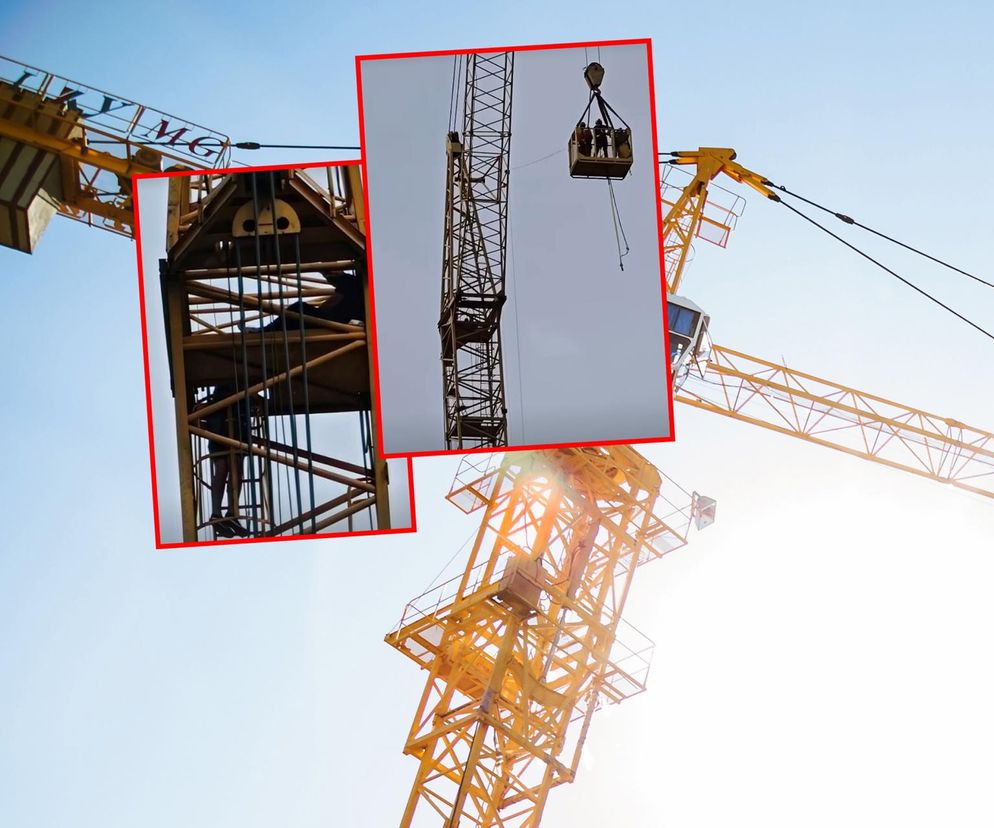 Wspiął się na dźwig i nie chciał zejść