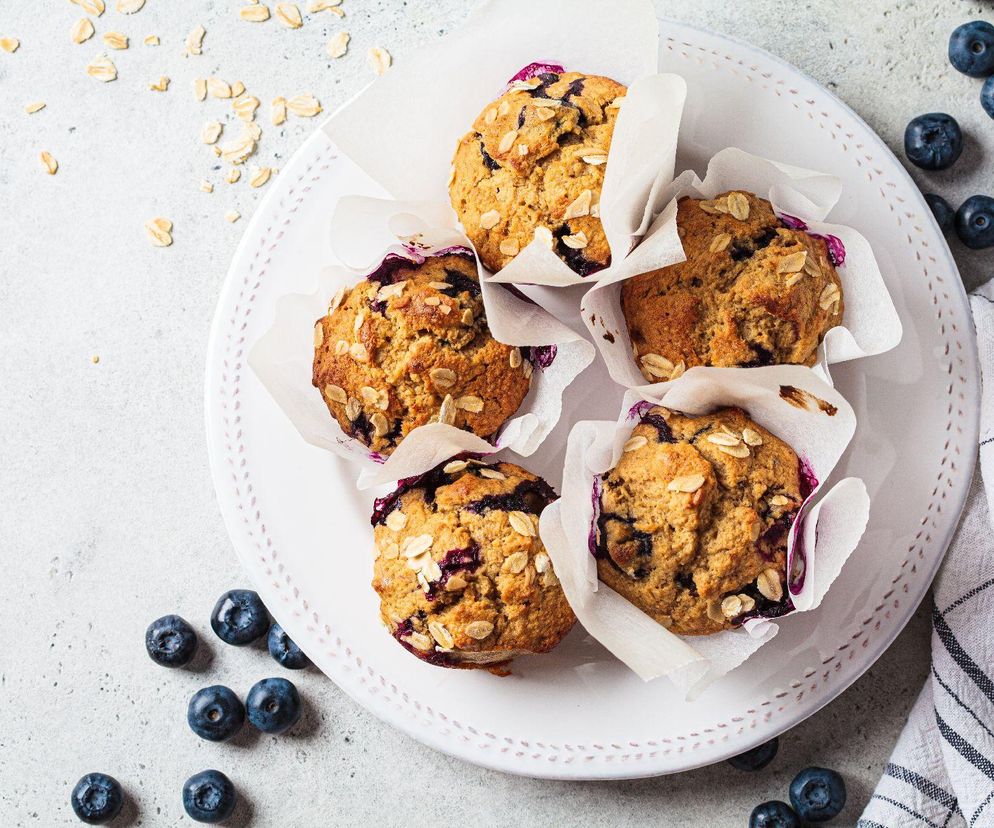 owsiane muffinki z borówkami