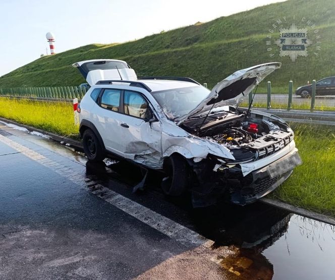 Wypadek ciężarówki na autostradzie A1 przed węzłem Pyrzowice