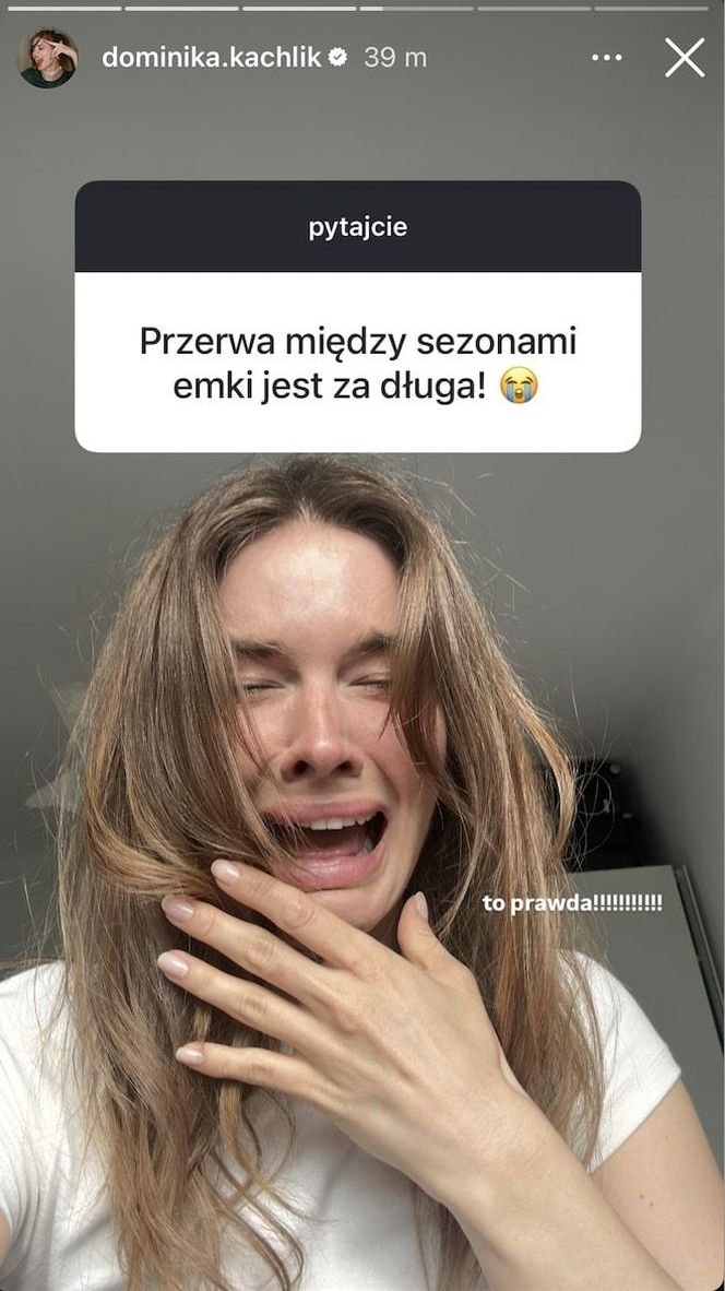 M jak miłość. Dominika Kachlik na planie
