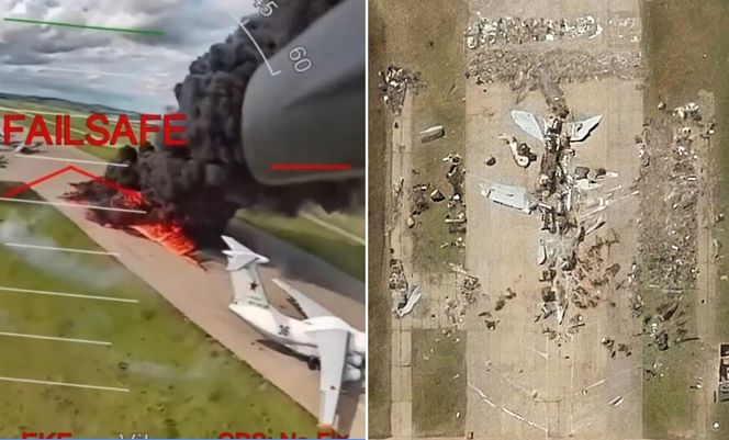Zdjęcia satelitarne bombowców zniszczonych podczas operacji Pajęczyna.