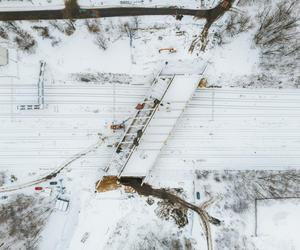 Budowa wiaduktu nad linia kolejową w Sosnowcu