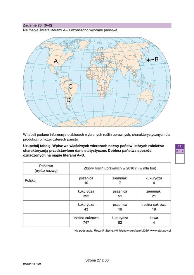 Matura 2024: geografia rozszerzona. ARKUSZ FORMUŁA 2023