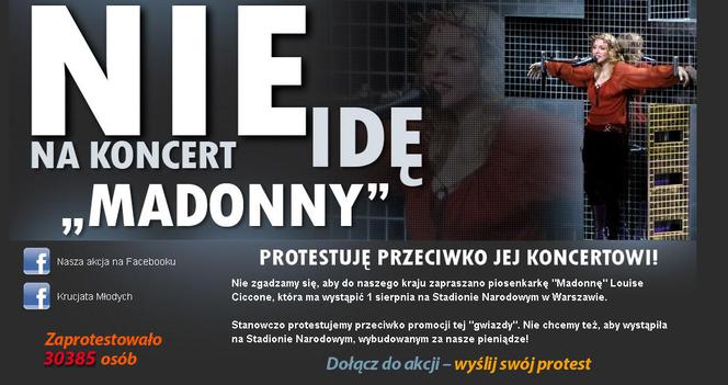 Koncert Madonny 1.08.2012 w Warszawie. PROTEST katolików z Krucjaty Młodych