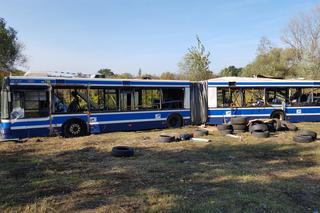 Tak wygląda autobus po wybuchu bomby, którą chciał stworzyć Paweł R.