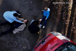 M jak miłość odc. 1711. Iza (Adriana Kalska), Szymek (Staś Szczypiński), Radek (Philippe Tłokiński)	