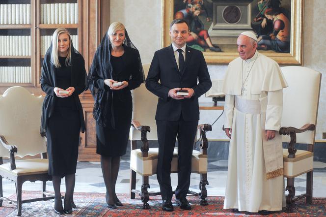 Andrzej, Agata i Kinga Dudowie w Watykanie
