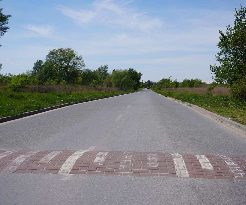 Absurd drogowy pod Warszawą. Droga przez łąki, a na niej osiem progów zwalniających
