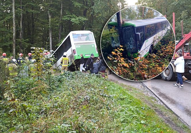 Wypadek w powiecie puckim. Autobusem jechali uczniowie