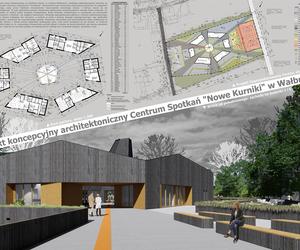 Projekt koncepcyjny architektoniczny Centrum Spotkań „Nowe Kurniki” w Wałbrzychu.
