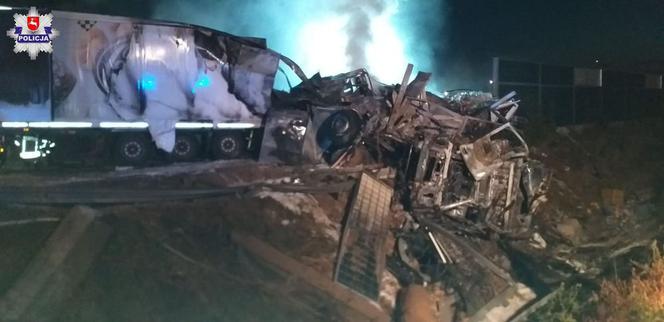 Tragiczny wypadek na obwodnicy Lublina. Kierowca spłonął w ciężarówce