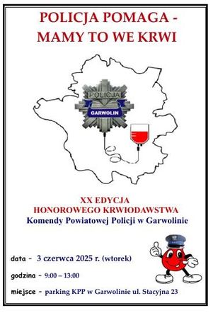 KPP w Garwolinie zachęca do dołączenia do inicjatywy krwiodawstwa