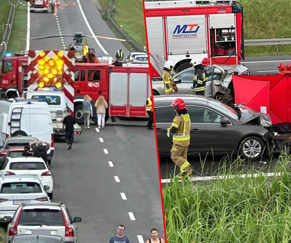 Tragiczny wypadek na S7 w Łącznej. Nie żyje kobieta, dwie osoby ranne