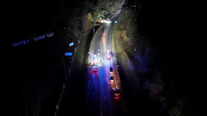 Przewalona cysterna z azotem w Skuszewie.