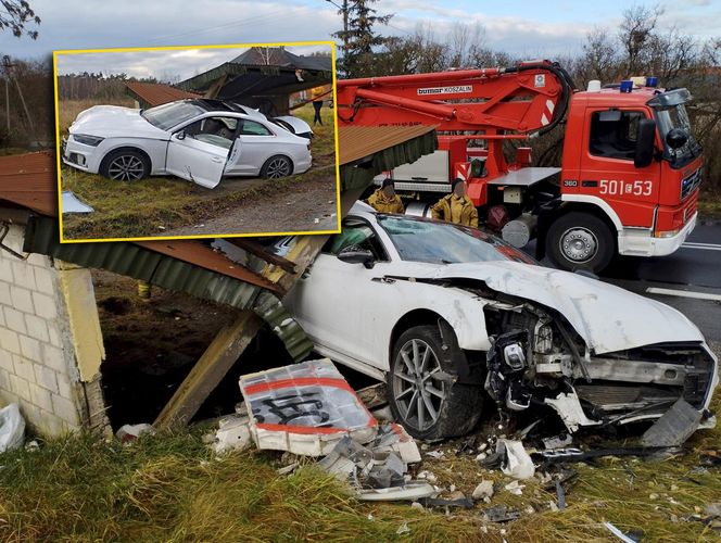 Fatalny wypadek pod Poddębicami. 33-latka z audi staranowała przystanek [ZDJĘCIA].