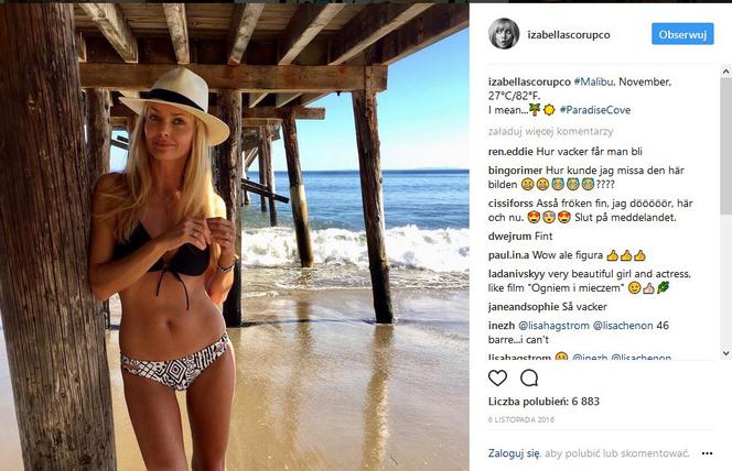 Izabella Scorupco pozuje w bikini
