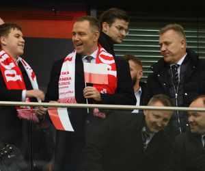 Karol Nawrocki na meczu Polska - Holandia