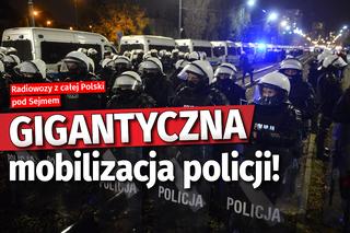 GIGANTYCZNA mobilizacja policji pod Sejmem. Radiowozy jadą z całej Polski