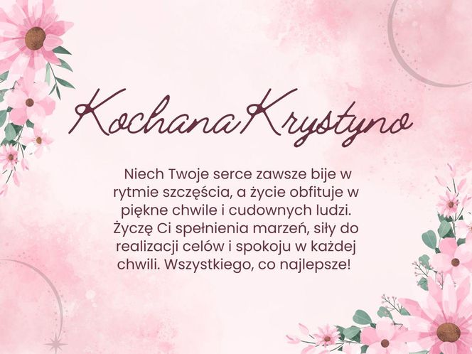 Kartka z życzeniami na imieniny Krystyny