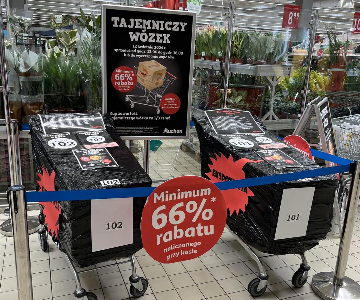 Mysterious Auchan carts.  We know what was inside.  This was purchased by customers in Warsaw