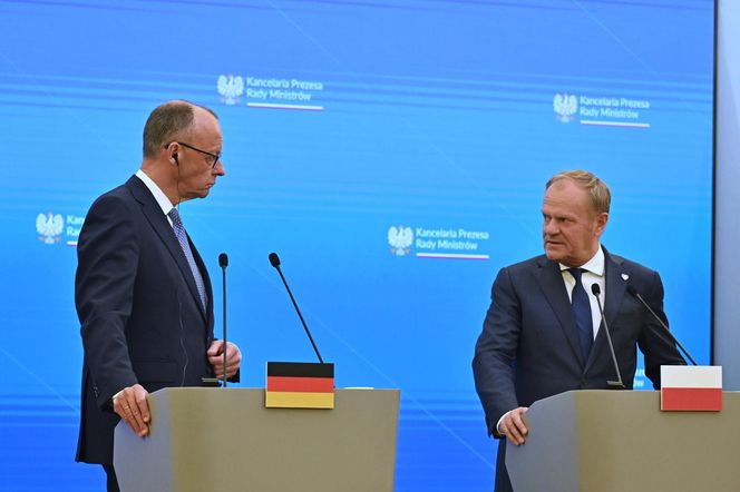 Premier Donald Tusk oraz kanclerz Niemiec Friedrich Merz