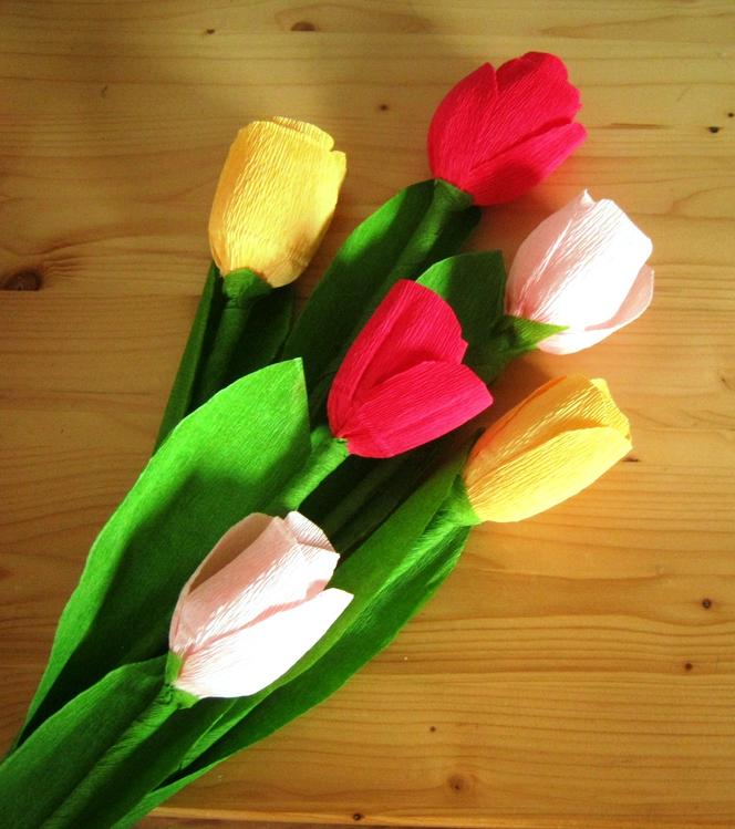 Kwiaty z krepiny - tulipany
