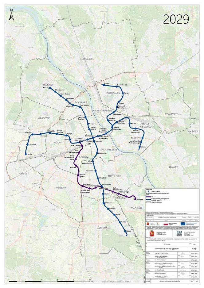 Plany rozbudowy sieci metra warszawskiego do 2029 r.