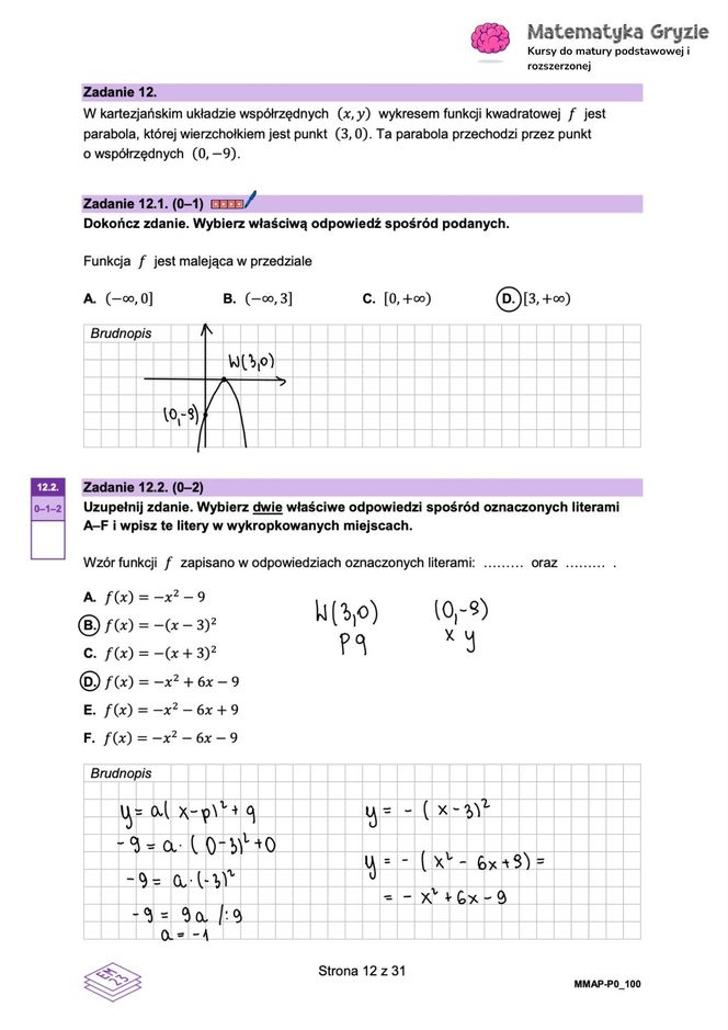 Matura próbna MATEMATYKA 2024 - ODPOWIEDZI, GOTOWE ROZWIĄZANIA