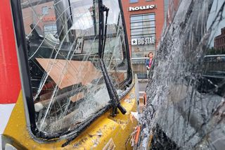 Zderzenie dwóch tramwajów w centrum Łodzi.