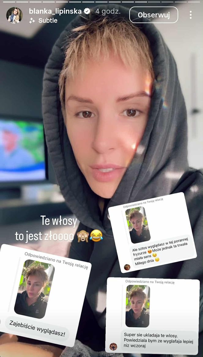 Odmieniona Blanka Lipińska prezentuje trwałą. W nowej fryzurze czuje się świetnie