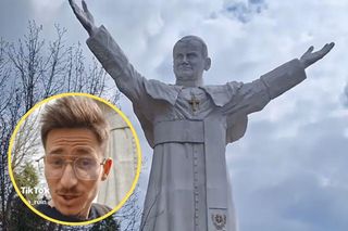 Tiktoker wspiął się na opuszczony pomnik papieża