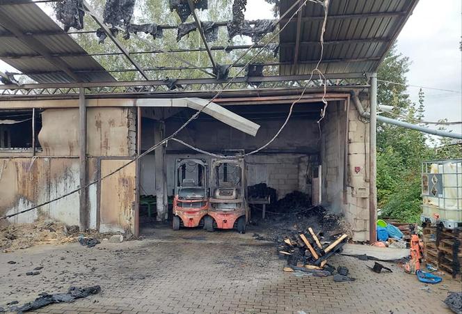 Pożar składowiska palet w Miliczu
