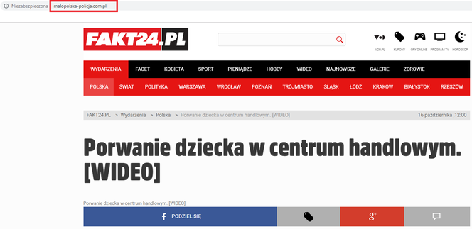 Porwanie dziecka w Galerii Krakowskiej to FAKE NEWS!