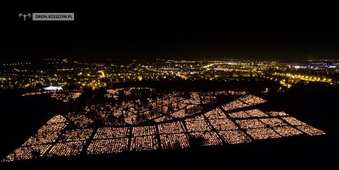 Rzeszów z drona nocą