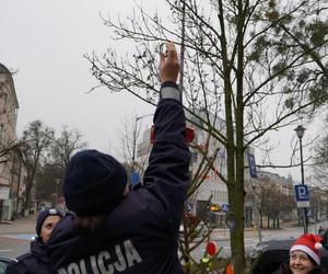 Pod Komendą Miejską Policji w Olsztynie stanęła oryginalna choinka. Każdy może ją rozebrać [ZDJĘCIA]