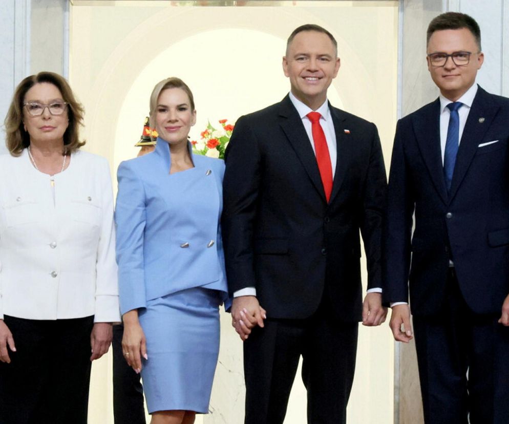 Marta Nawrocka cała na niebiesko zachwyciła w Sejmie  