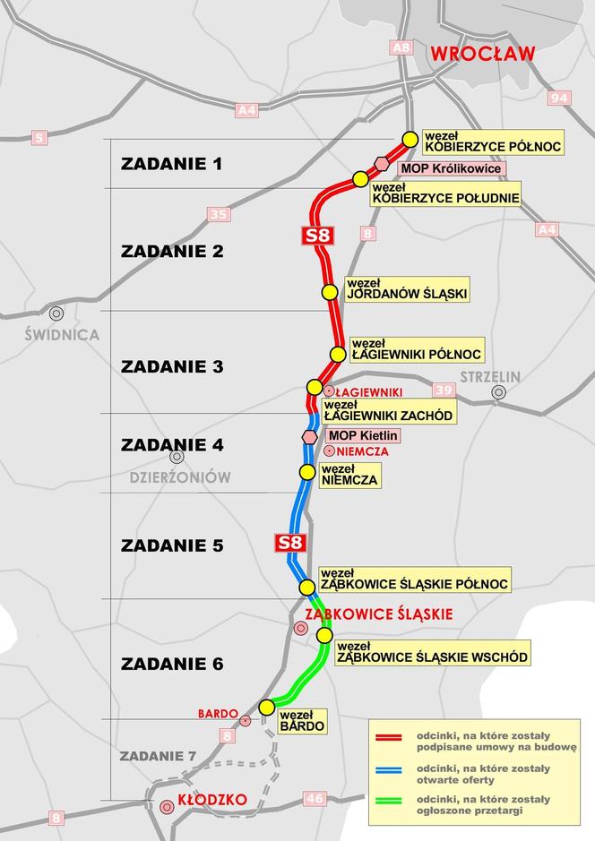  Trasa Wrocław - Kłodzko. 17 chętnych na budowę kolejnych odcinków drogi S8